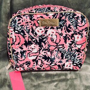 Lilly Pulitzer Escape Cosmetic Bag Hibiscus Pink "Hangin with My Boo"
